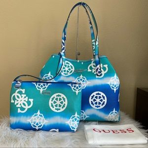 New guess vikky 2 in 1 tote bag & pouch
